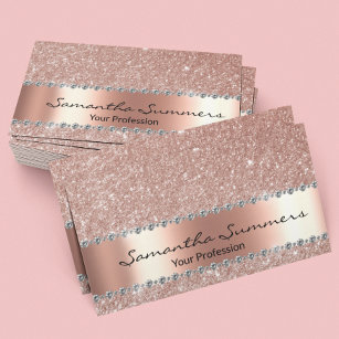 Rose Gold Diamond Metal Elegant Customize Glitter Business Card