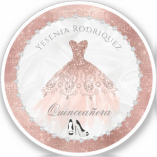 Rose Gold Diamond Sparkle Glam Quinceanera Sticker