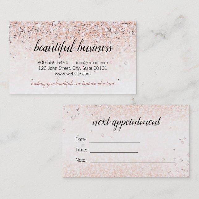 Rose Gold Diamonds Appointment Business Card (Front/Back)