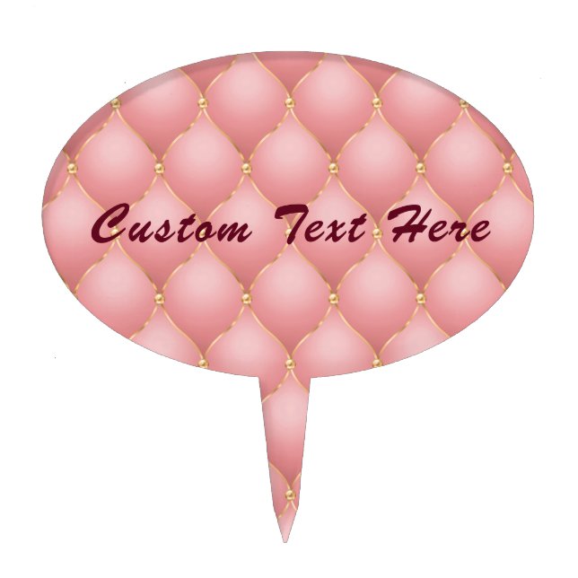 Rose Gold Diamonds Cake Topper with Custom Text (Front)