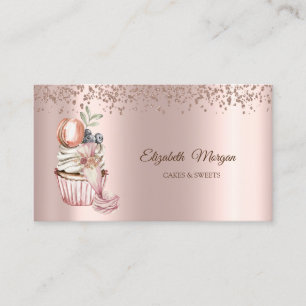 Rose Gold Diamonds,Cupcake,Sweets,Bakery Tool Business Card