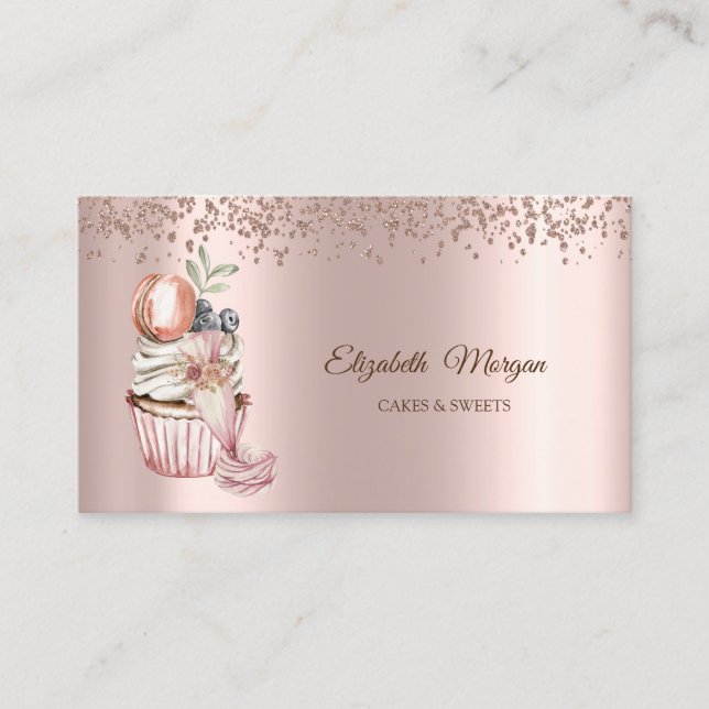  Rose Gold Diamonds,Cupcake,Sweets,Bakery Tool Business Card (Front)