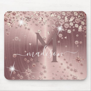 Rose Gold Diamonds - Personalized Mouse Pad