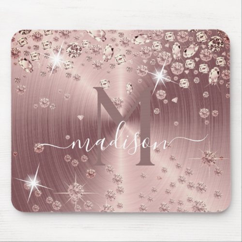 Rose Gold Diamonds _ Personalized Mouse Pad