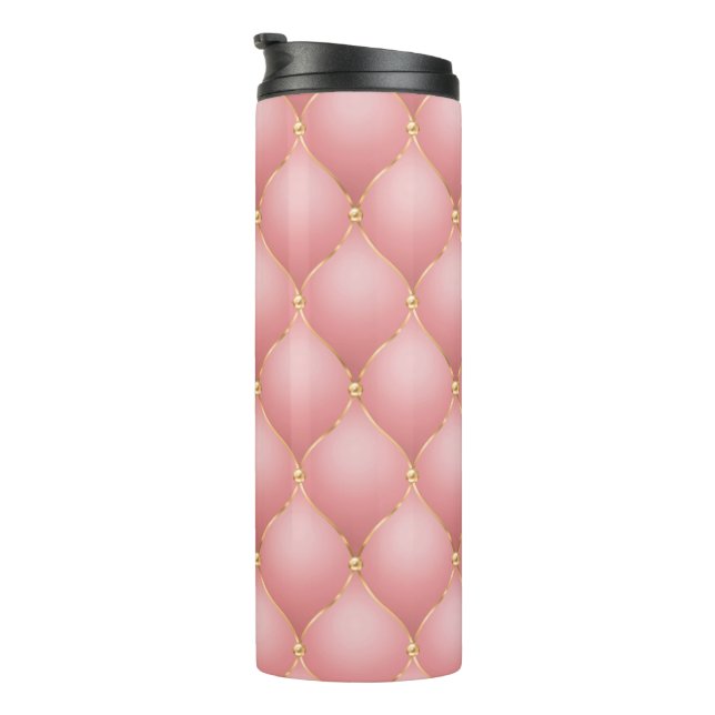 Rose Gold Diamonds Tufted Thermal Tumbler (Rotated Right)