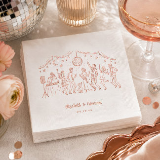Rose Gold Disco Wedding Personalized Napkins