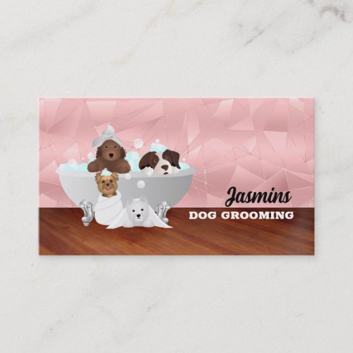 Rose Gold Dog Bath Business Cards