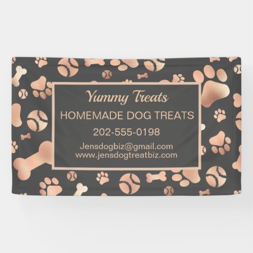 Rose Gold Dog Business Paw Print Banner