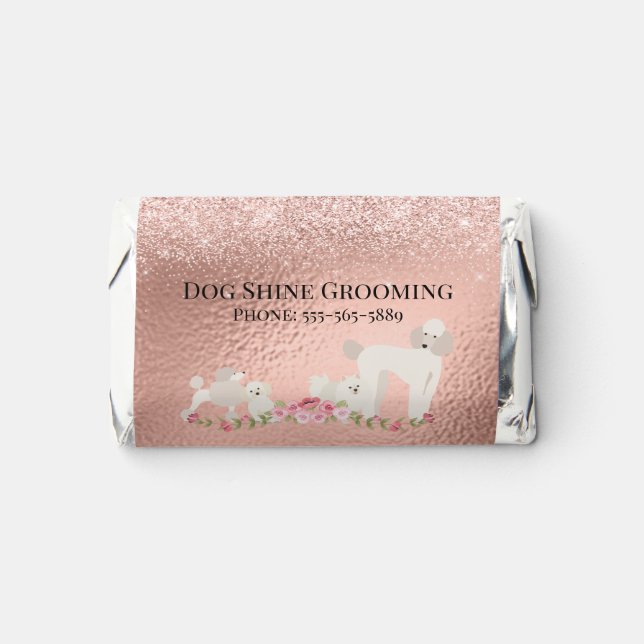 Rose Gold Dog Grooming Glitter Pet Services Gift  Hershey's Miniatures (Front)