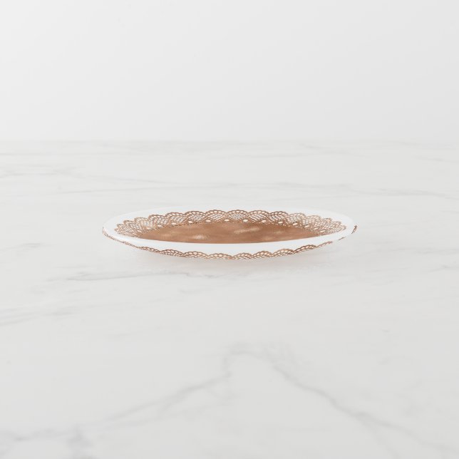 Rose Gold Doily Glass Tinket Tray (Angled)