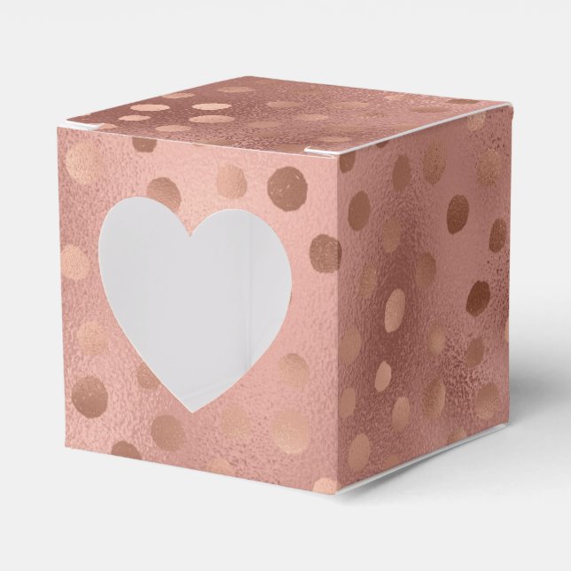 Rose Gold Doodle Dots Favor Boxes (Front Side)