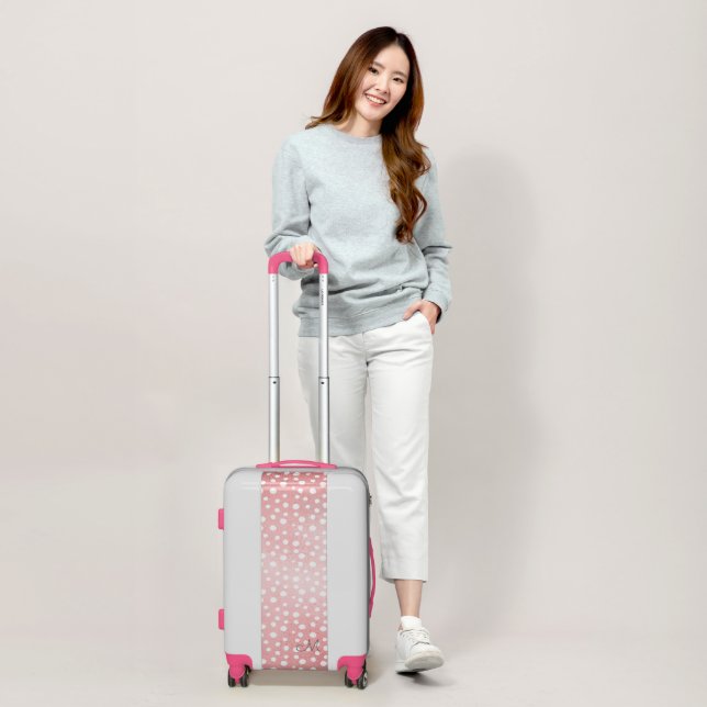 Rose Gold Dots Monogram Carry On Luggage (Scale)
