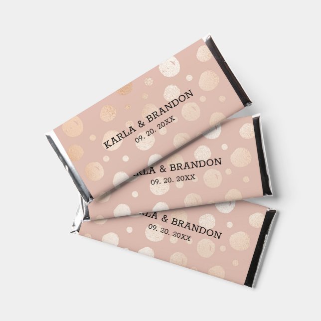 Rose-gold dots pattern background hershey bar favors (Front)