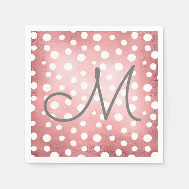 Rose Gold Dots | Personalized Paper Napkin (Front)