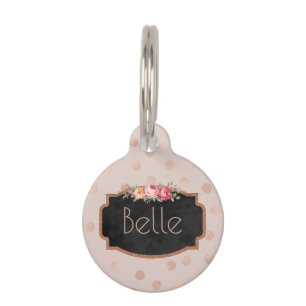 Rose Gold Dots Personalized Pet ID Phone Pet Tag