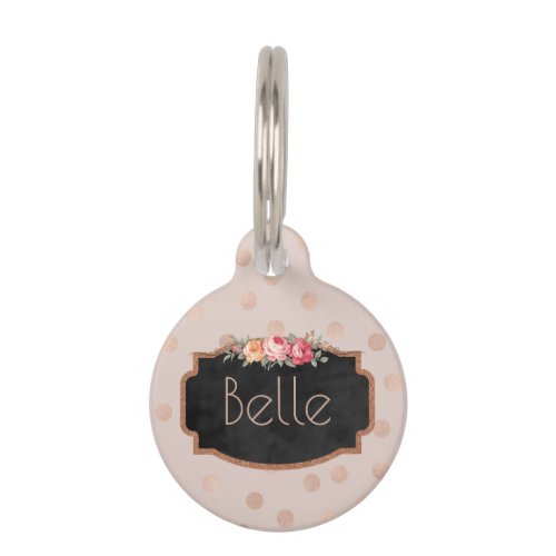 Rose Gold Dots Personalized Pet ID Phone Pet Tag