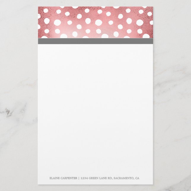 Rose Gold Dots | Personalized Stationery (Front)