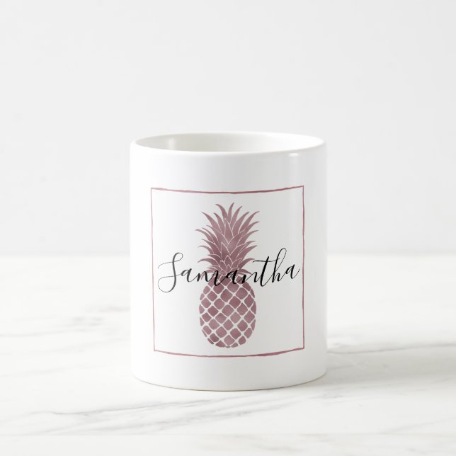 Rose Gold Dots Pineapples Coffee Mug (Center)
