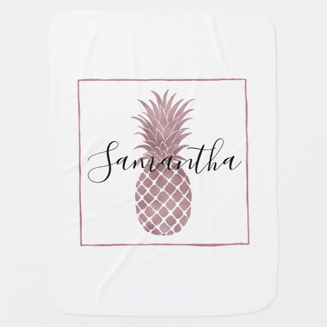 Rose Gold Dots Pineapples Receiving Blanket (Front)