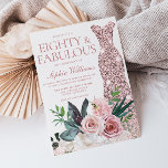 Rose Gold Dress Blush Floral 80th Birthday Party Invitation<br><div class="desc">Rose Gold Dress Blush Floral Womans 80th Birthday Party Invitation - Also available as a digital download

Many more dress color variations and flower arrangements in the collection (see below)</div>