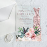 Rose Gold Dress Blush Floral Womans 90th Birthday Acrylic Invitations<br><div class="desc">Rose Gold Dress Blush Floral Womans 90th Birthday Acrylic invitation

Many more dress color variations and flower arrangements in the collection (see below)</div>