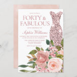 Rose Gold Dress & Blush Pink Flowers 40th Birthday Invitation<br><div class="desc">Rose Gold Dress & Blush Pink Flowers 40th Birthday Invitation

See matching collection in Niche and Nest Store

Many thanks</div>