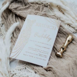 Rose Gold Dress Bridal Shower Brunch & Bubbly Foil Invitation