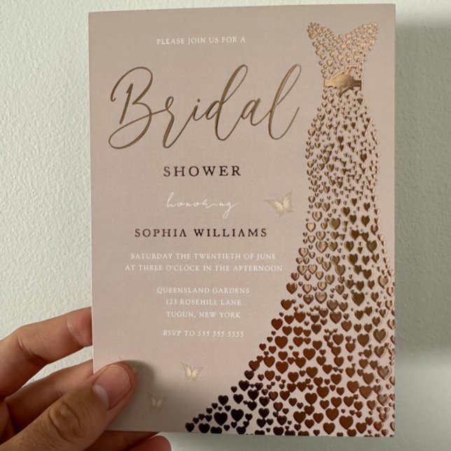 Rose Gold Dress Dusty Rose & Blush Bridal Shower Foil Invitation (Creator Uploaded)