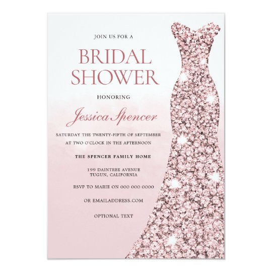 Rose Gold Dress Dusty Rose Bridal Shower Invitation | Zazzle.com