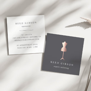 Rose Gold Dress Form Seamstress Tailor Designer Square Business Card