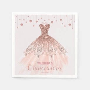 Rose Gold Dress Quinceañera Princess 15th Birthda Napkins