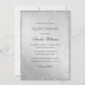 Rose Gold Dress Silver Sparkle 15th Quinceanera Invitation (Back)