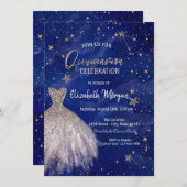 Rose Gold Dress Stars Galaxy Quinceañera Invitation (Front/Back)