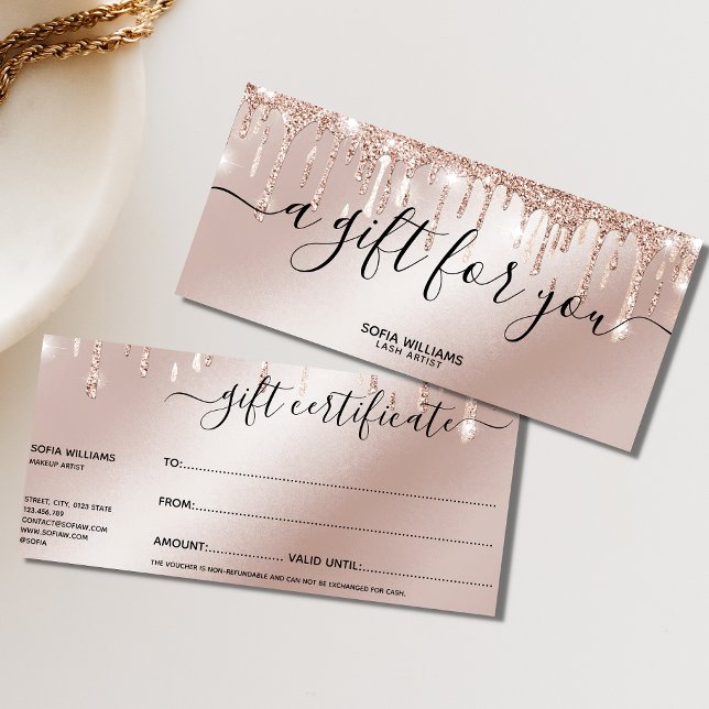 Rose Gold Drip Gift Certificate Gift Card add logo (Creator Uploaded)