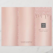Rose Gold Dripping Beauty Salon Tri-Fold Bruchures (Front)