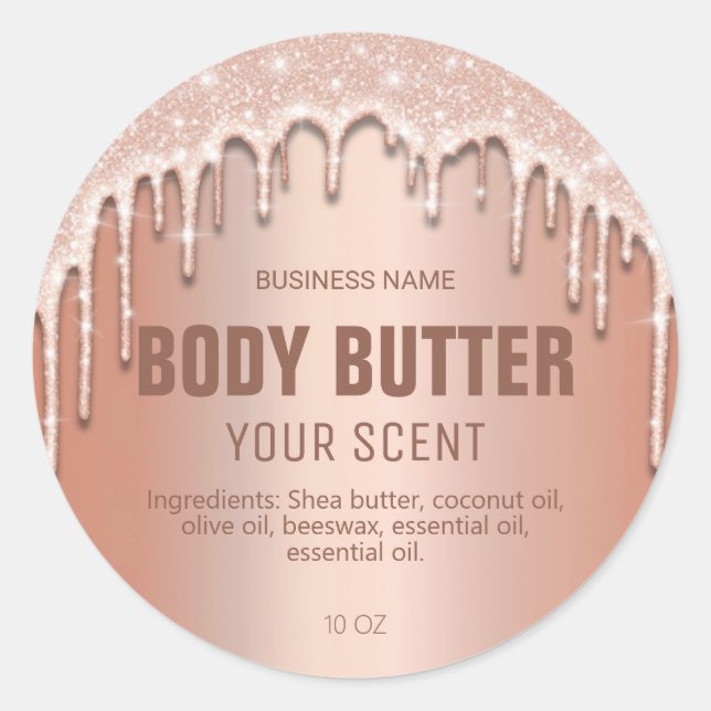 Rose Gold Dripping Body Butter Labels (Front)