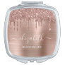 Rose Gold Dripping Glitter Bridesmaid Compact Mirror
