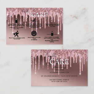 Rose Gold Dripping Glitter Candle Care    Business Card