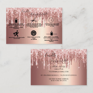 Rose Gold Dripping Glitter Candle Care    Business Card
