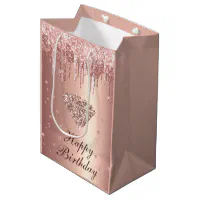 Dripping Glitter Pink Rose Gold Wrapping Paper, Zazzle