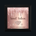 Rose Gold Dripping Glitter & Diamond Sweet 16 Gift Box<br><div class="desc">Glamorous rose gold dripping glitter design with rose gold glitter diamond and confetti</div>