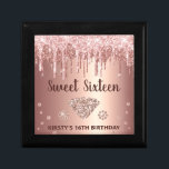 Rose Gold Dripping Glitter & Diamond Sweet 16 Gift Box<br><div class="desc">Present your Sweet Sixteen gift in dazzling style with this stunning rose gold glitter gift box. Featuring elegant diamond accents and a glittery drip design, this gift box exudes luxury and glamour. The soft pink and sparkling elements make it a perfect choice for a chic birthday celebration. Whether you're wrapping...</div>