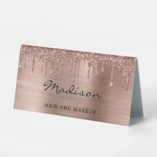 Rose Gold Dripping Glitter Metallic Business Table Tent