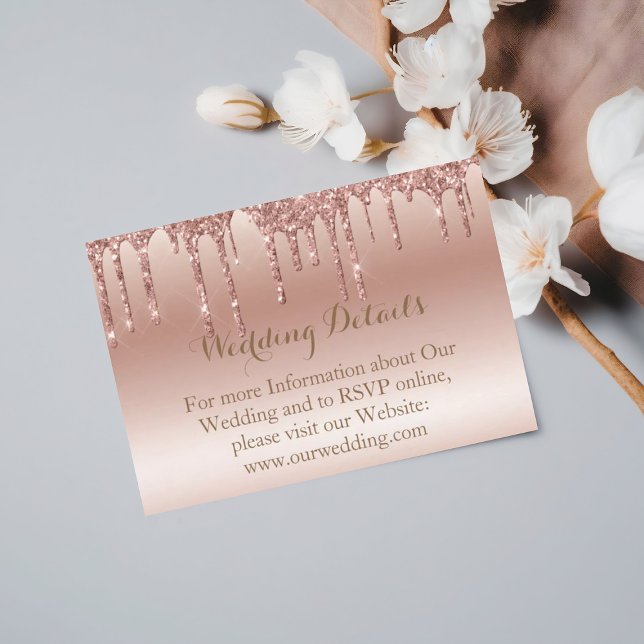 Rose Gold Dripping Glitter Metallic Shine Enclosure Card (Creator Uploaded)