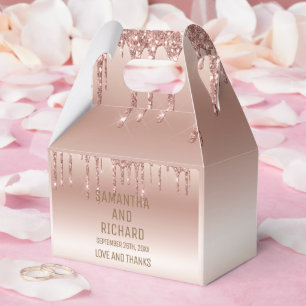 Rose Gold Dripping Glitter Metallic Shine Favor Boxes