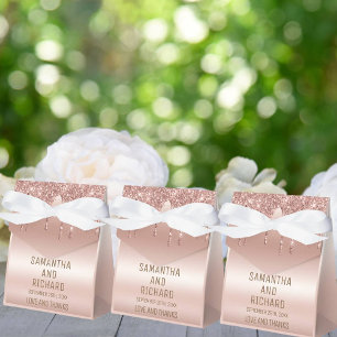 Rose Gold Dripping Glitter Metallic Shine Favor Boxes
