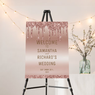 Rose Gold Dripping Glitter Metallic Shine Welcome Foam Board