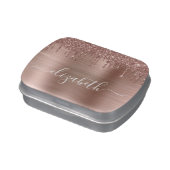 Rose Gold Dripping Glitter Personalized Favor Candy Tin (Side)
