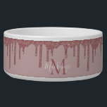 Rose Gold Dripping Glitter Sparkle Glam Monogram Bowl<br><div class="desc">Girly Rose Gold Sparkle Glitter Drips Monogram Pet Food and Water Bowl for Dogs Cats or other pets, with fashion faux blush pink/rose gold glitter drips on a chic background with your custom monogram and name. Great for anyone who loves the luxury glam lifestyle. Perfect for your luxury aesthetic! You're...</div>