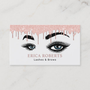 Rose Gold Dripping Lashes Makeup Artist Salon Business Card